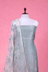 Sage Blue Embellished Tissue Silk Suit Piece