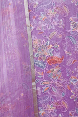 Lavender Embroidered Organza Silk Suit Piece