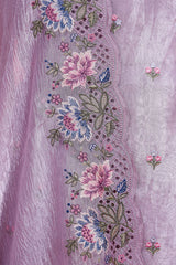 Glittery Lilac Embroidered Tissue Silk Suit Piece