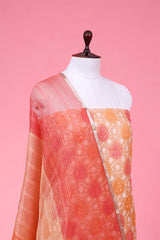 Peach Embroidered Organza Silk Suit Piece