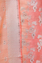 Peach Floral Shaded Mulberry Silk Suit Piece