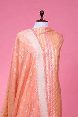 Peach Striped Rangkat Mulberry Silk Suit Piece