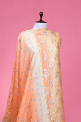 Light Yellow Floral  Shaded Mulberry Silk Suit Piece