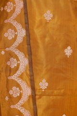 Gold Handloom Banarasi Katan Silk Suit Piece