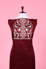 Maroon Sonarupa Handloom Banarasi Satin Silk Suit Piece