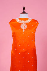 Fanta Orange Sonarupa Handloom Banarasi Satin Silk Suit Piece