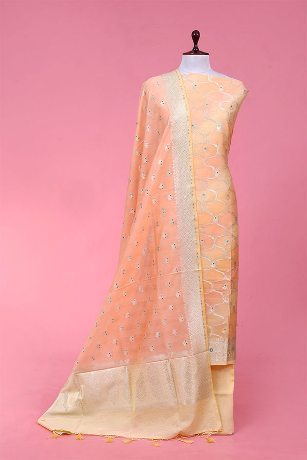Buy Yellow Shaded Mulberry Silk Dress Material Online