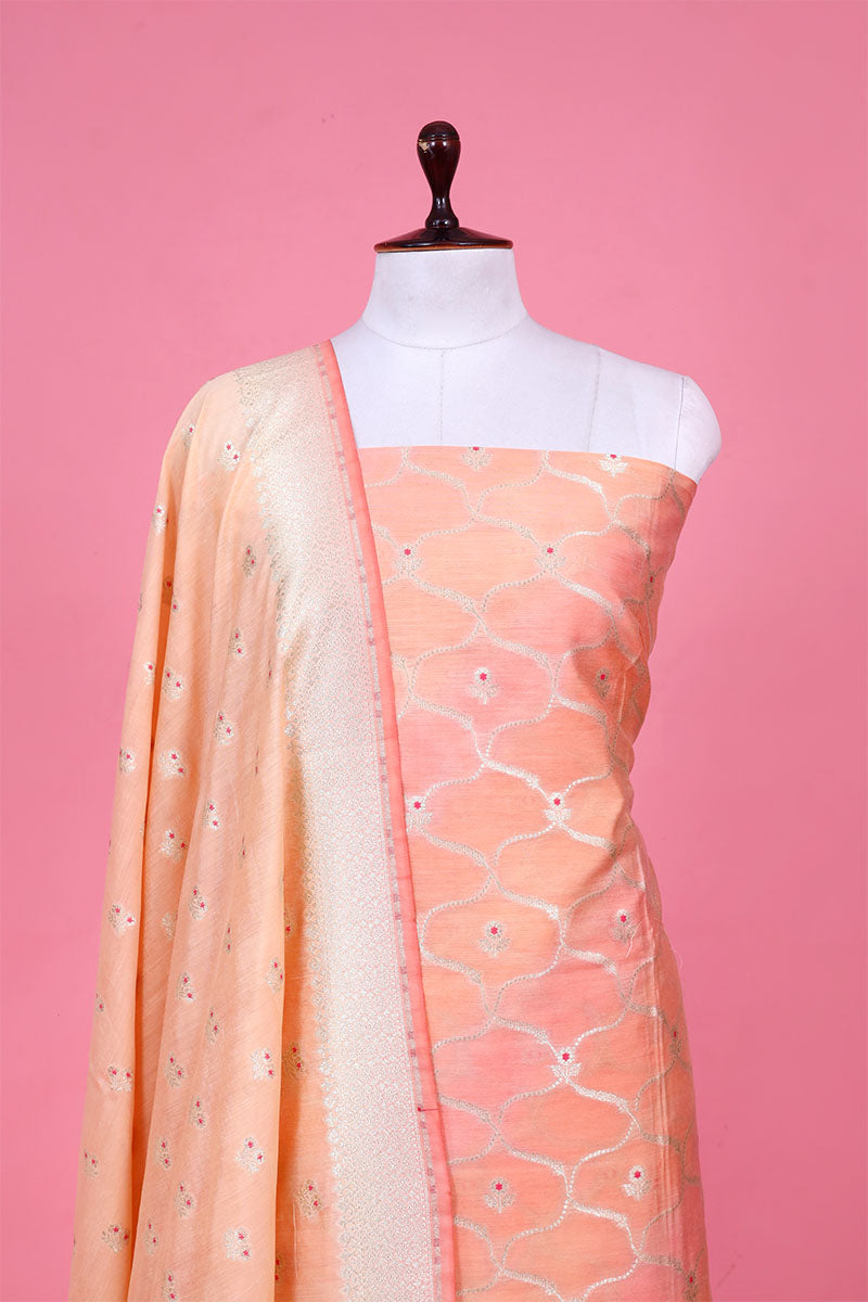 Peach Shaded Mulberry Silk Suit Piece