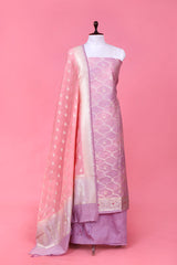 Lilac Geometrical Shaded Mulberry Silk Suit Piece for Party/Festive/Wedding Wear