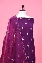 Purple Handwoven Organza Silk Suit Piece