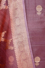 Rust Mauve Handloom Tussar Silk Unstitched Salwar Suit