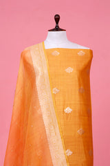 Yellow Shaded Chiniya Silk Unstitched Salwar Suit