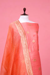 Pink Shaded Chiniya Silk Unstitched Salwar Suit with Organza Dupatta