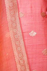 Pink Shaded Chiniya Silk Unstitched Salwar Suit with Organza Dupatta