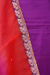 Purple Katan Silk Unstitched Salwar Suit with Organza Dupatta