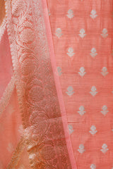 Peach Chiniya Silk Suit Piece with Rangkat Organza Dupatta