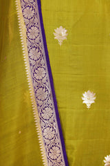 Heena Green Handloom Banarasi Puna Silk Suit Piece with Organza Dupatta