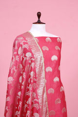 Chanderi Silk Suit Piece with Silver Zari Woven Dupatta