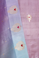 Lilac Handloom Banarasi Puna Silk Suit Piece with Meenakari Organza Dupatta