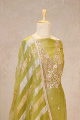 Henna Green Tissue Silk Salwar Suit with Hand Embroidery