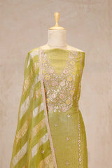 Henna Green Tissue Silk Salwar Suit with Hand Embroidery