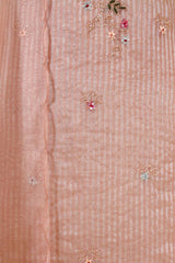 Nude Pink Tissue Salwar Suit with Mirror Work