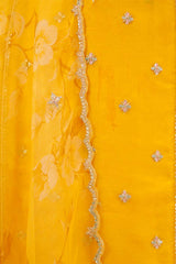 Orange Organza Silk Salwar Suit with Hand Embroidery