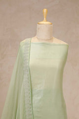 Pistachio Green Organza Silk Salwar Suit with Mayur Motif Dupatta