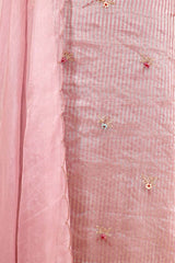 Baby Pink Tissue Salwar Suit with Mirror Work