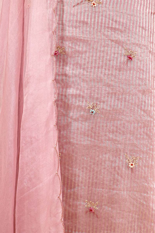 Baby Pink Tissue Salwar Suit with Mirror Work