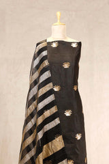 Black Chiniya Silk Salwar Suit with Tiger Motifs and Tissue Dupatta