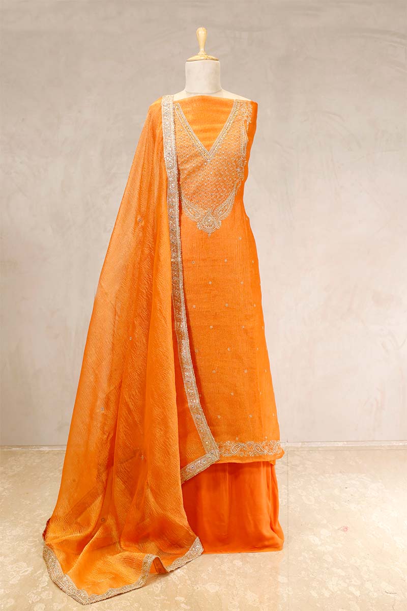 suit piece, orange suit piece, Orange suit set, dress material, wedding suit, women suit set, women suit piece