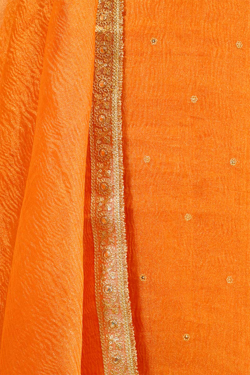 Orange Tissue Silk Salwar Suit with Embellished Work