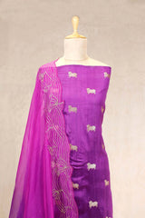 Violet Chiniya Silk Salwar Suit with Pichwai Motifs