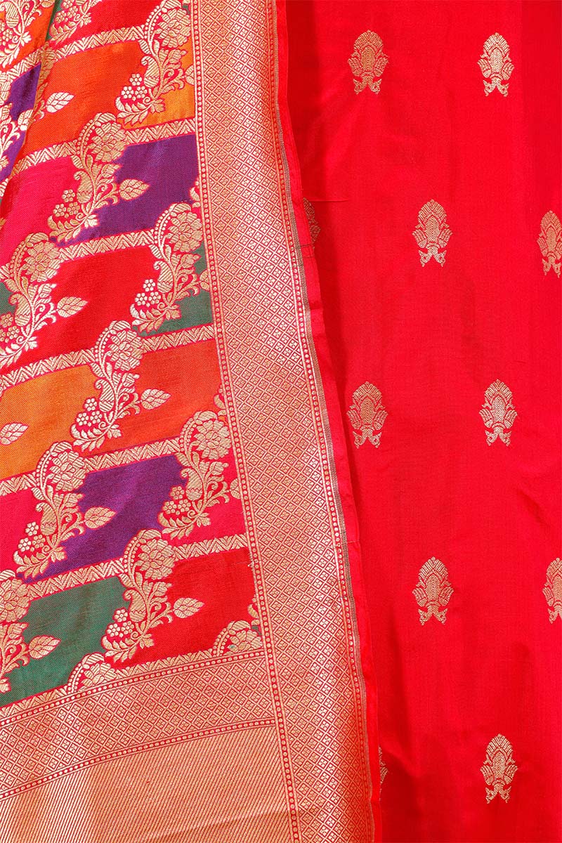 Red Katan Silk Salwar Suit with Rangkat Dupatta