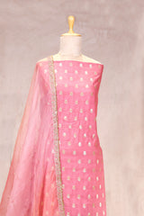 Pink Chiniya Silk Women Suit Set with Floral Motifs