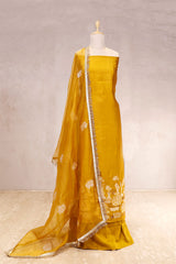 Mustard Yellow Banarasi Suit Set with Marine Motifs