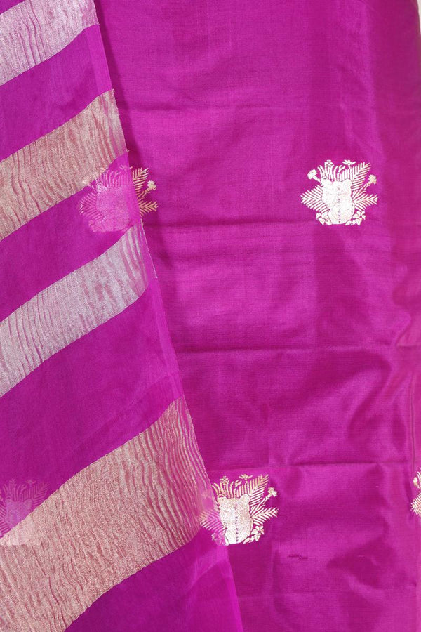 Violet Chiniya Silk Salwar Suit with Tiger Motifs and Tissue Dupatta