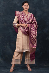 Purple Handwoven Banarasi Silk Dupatta At Chinaya Banaras