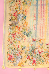 Light Yellow Floral Printed Linen Dupatta