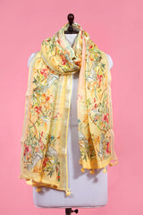 Buy Yellow Printed Linen Dupatta Online