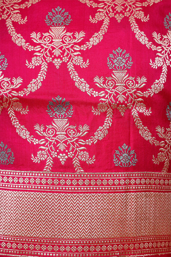 Magenta Pink Handloom Banarasi Silk Dupatta