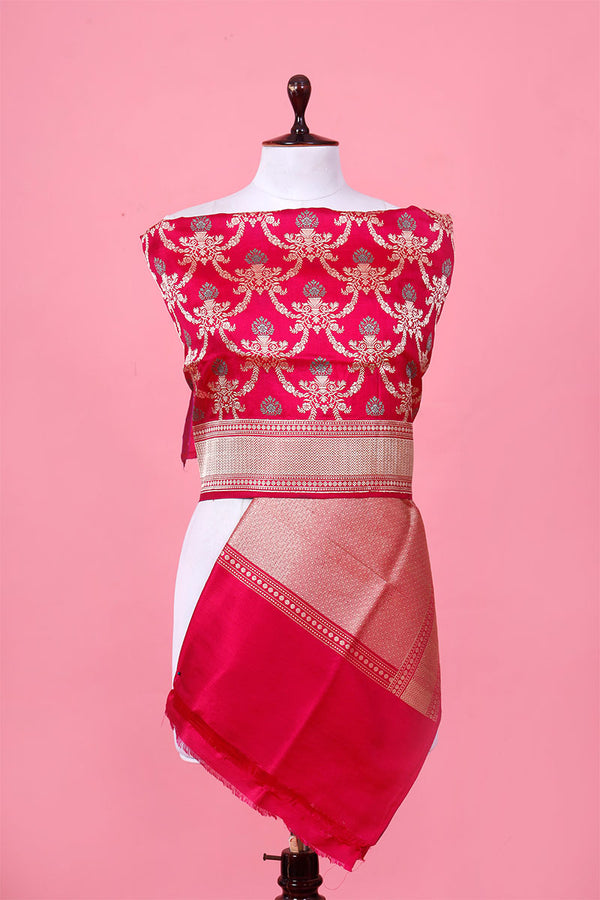 Magenta Pink Handloom Banarasi Silk Dupatta