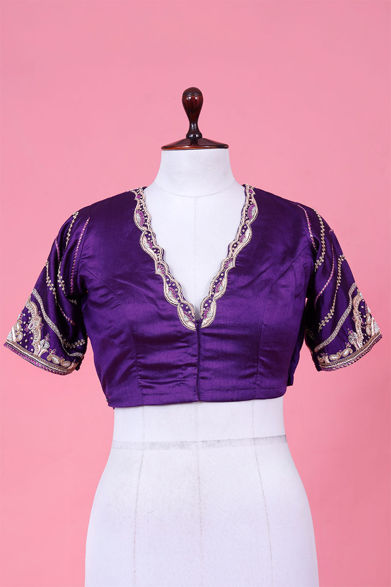 blouse, purple blouse,  blouse design, bridal blouse, silk blouse, wedding blouse, latest blouse, brocade blouse, handloom blouse