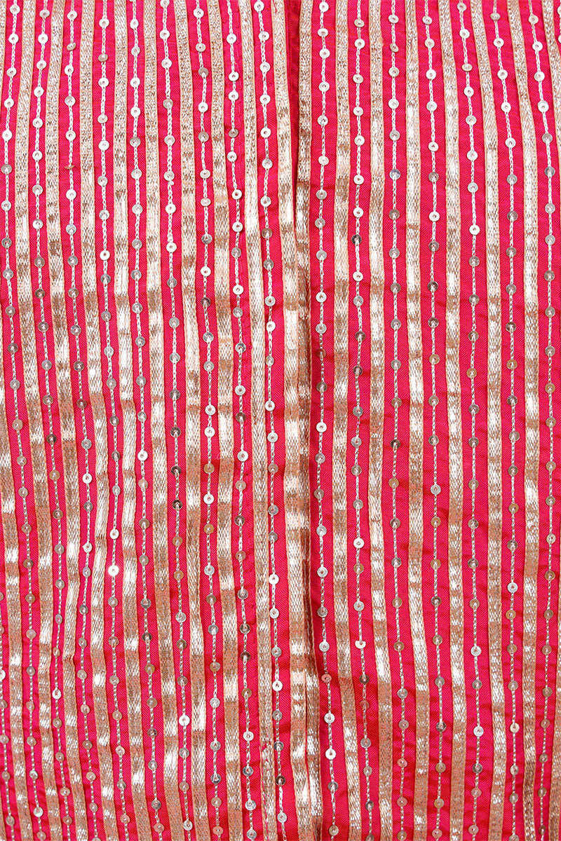 Pink Banarasi Blouse designed with Sequin Aari Work