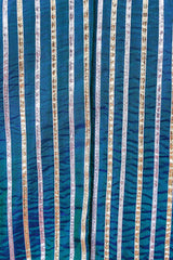 Green and Blue Banarasi Blouse designed with Gota Patti Stripes