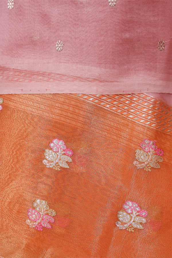 Mauve Handloom Organza Dupatta