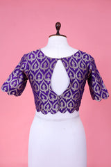 Purple Banarasi Blouse designed with Meenakari handwork