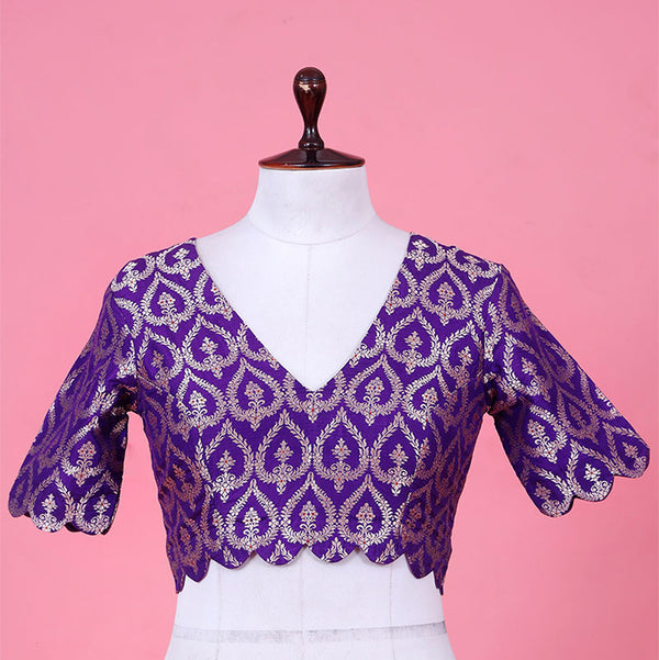 blouse, Purple blouse, blouse design, bridal blouse, silk blouse, wedding blouse, latest blouse, brocade blouse, handloom blouse,