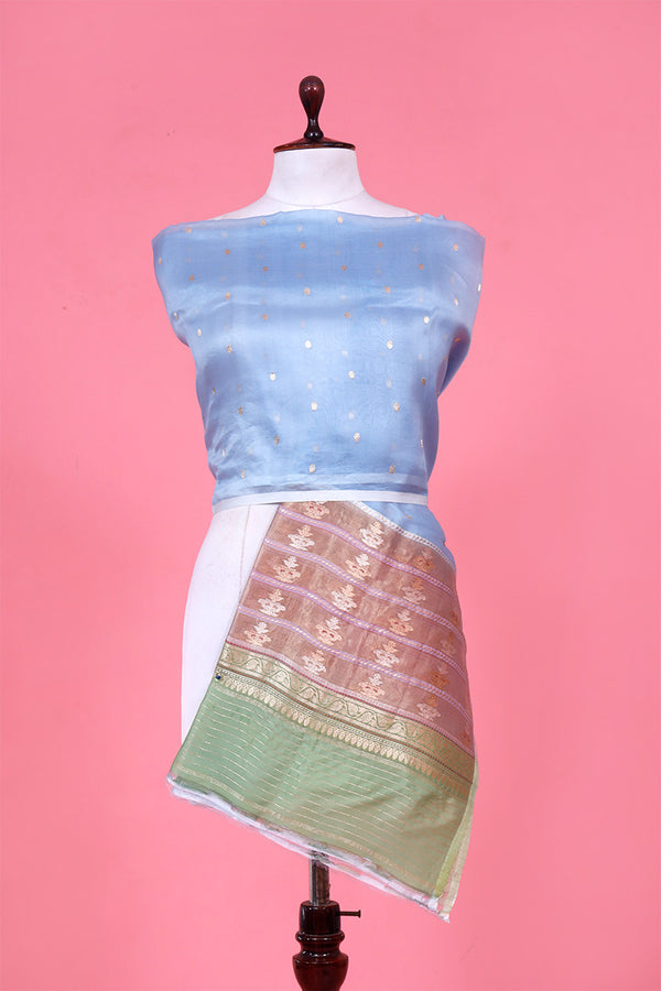 Organza Dupatta, Blue organza dupatta, powder blue organza silk Dupatta, handloom organza silk dupatta